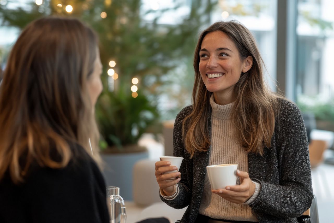 To kvinder drikker kaffe.