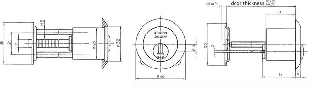 Image: External cylinder +CLIQ .050+CLIQ technical drawing