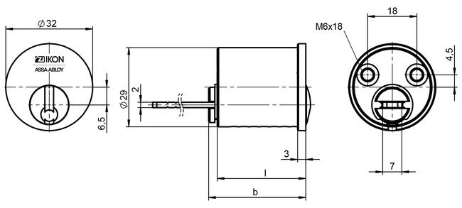 External cylinder +CLIQ .063+CLIQ technical drawing