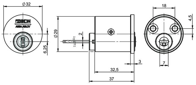 Image: External cylinder CLIQ® Go N063,SERVICE=CLIQGo technical drawing