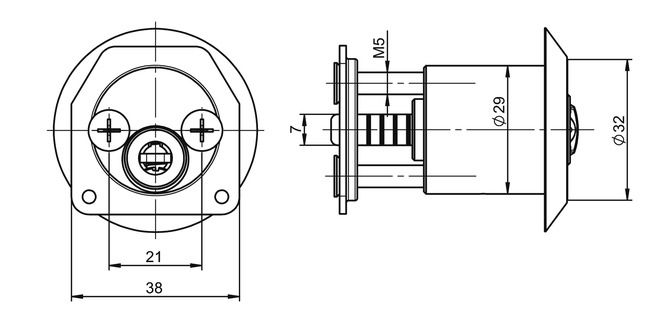 Image: External cylinder VERSO®CLIQ V050 technical drawing