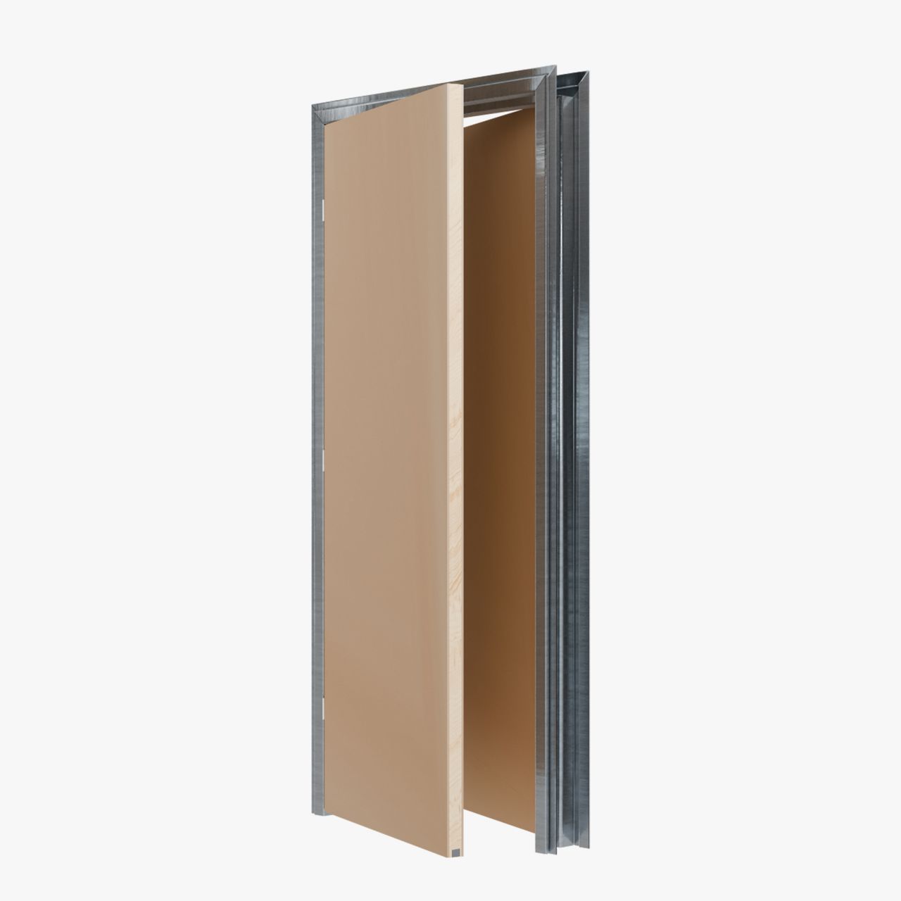 Interconnecting acoustic and fire door in metal frame