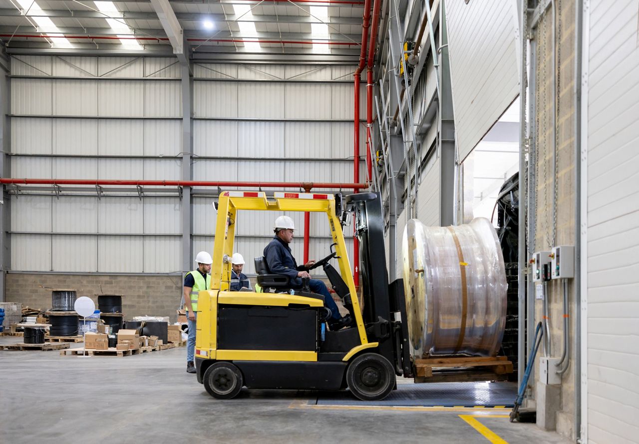 Man loading shipment on to a tractor trailer using a forklift