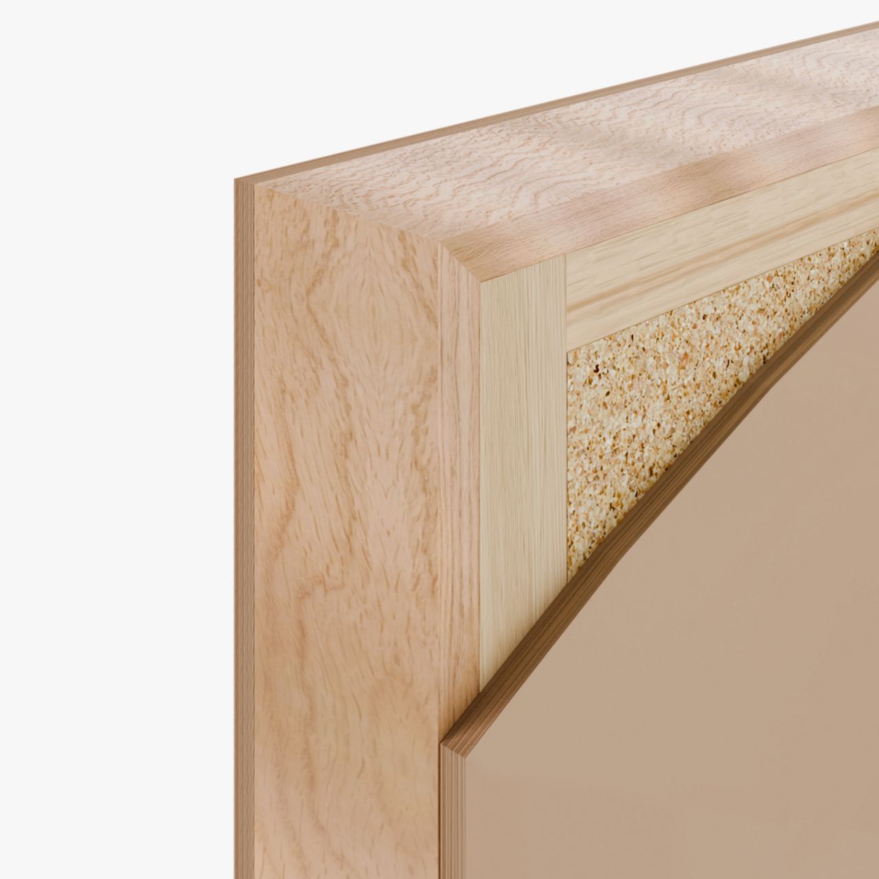 Timber strip fitted to side and top edge of door with mtre joint