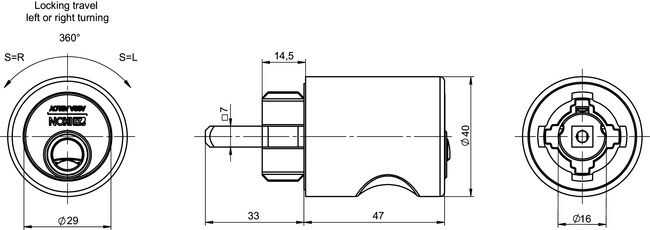 Image: Furniture lock cylinder VERSO®CLIQ V184 technical drawing