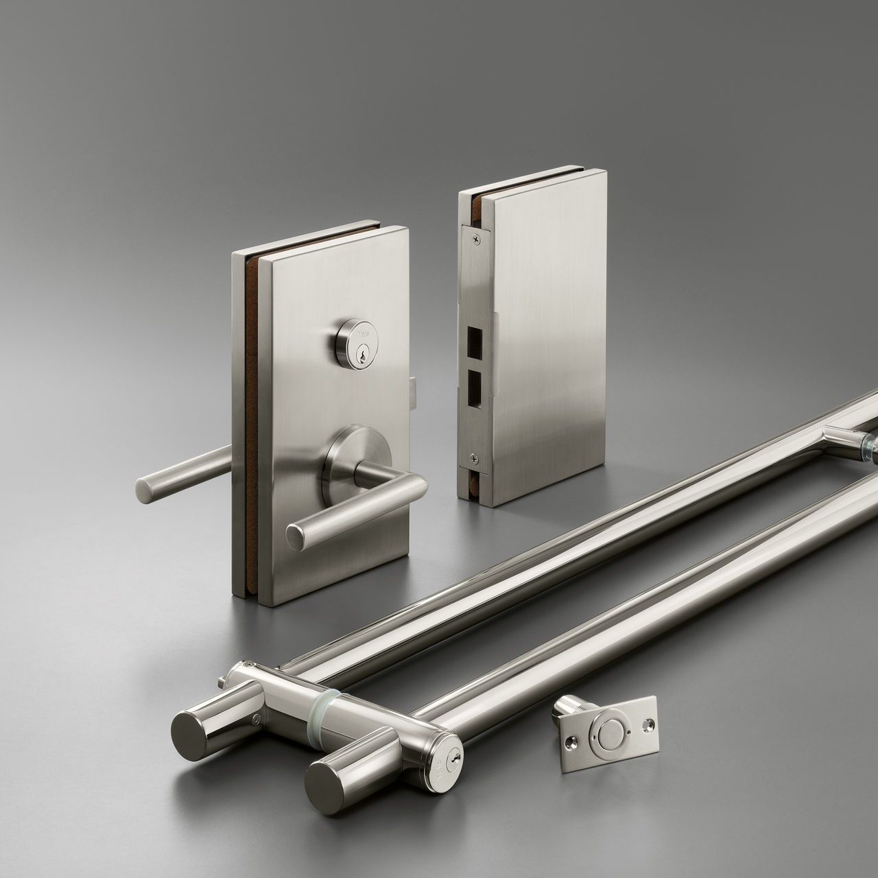 Glass door hardware.