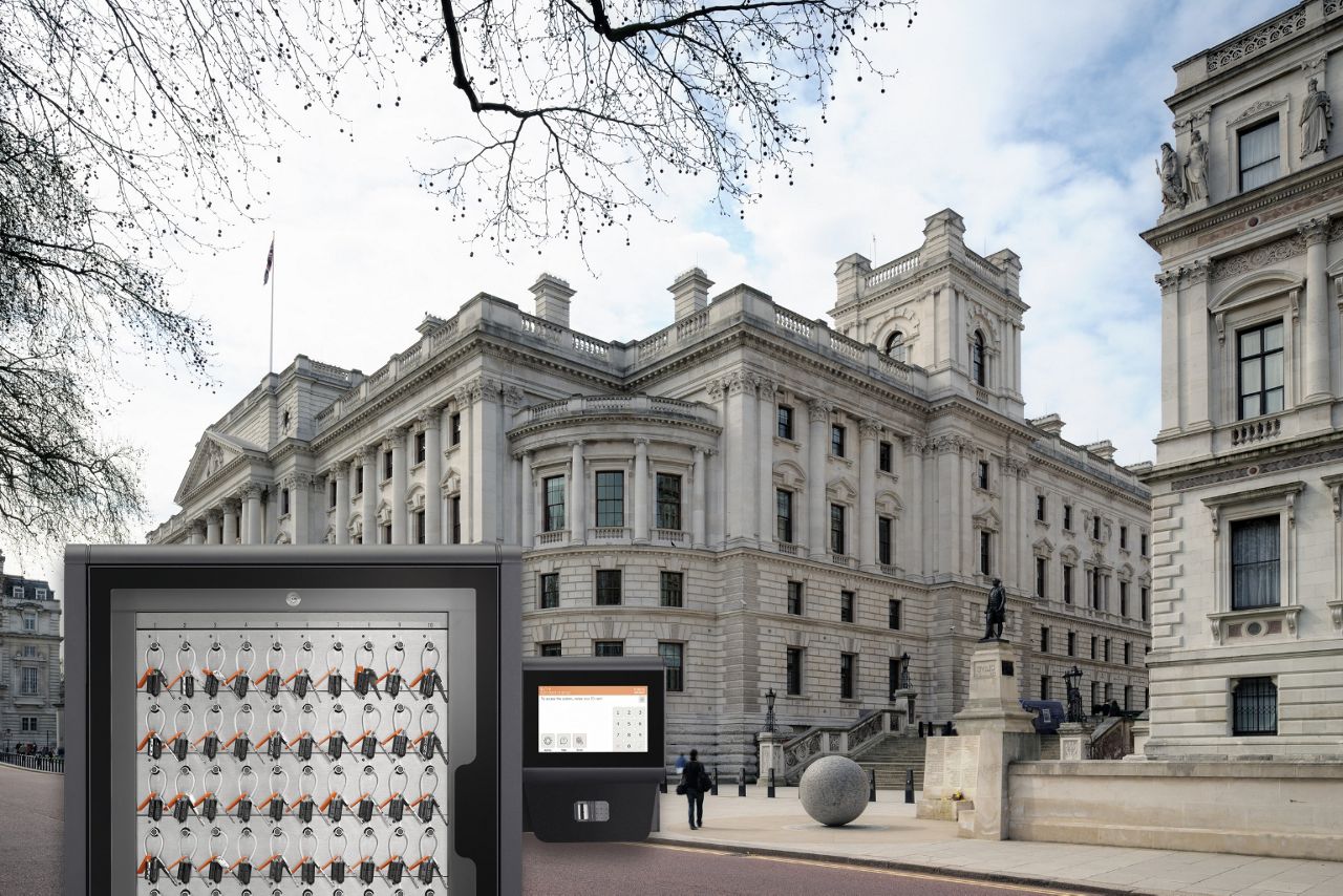 Traka key cabinet system infront of government building in the UK 
