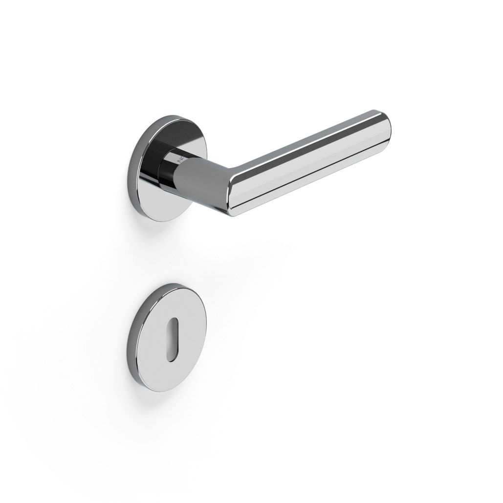 Image: Maniglia da porta H 601 Fiesole in prospettiva con finitura Cromo lucido