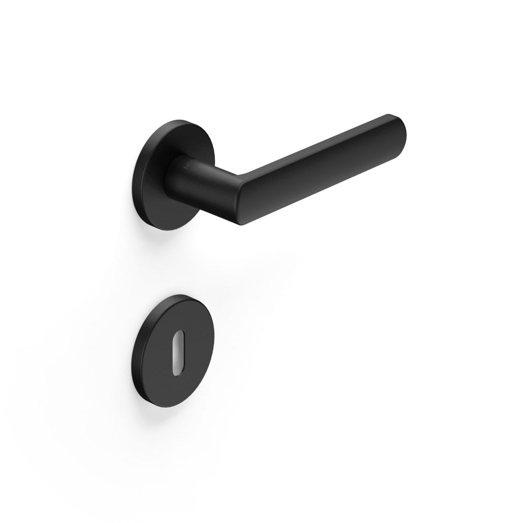 Image: Maniglia da porta H 601 Fiesole in prospettiva con finitura Nero opaco