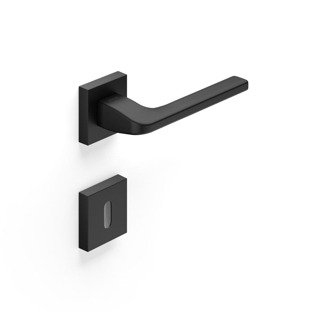 Image: Maniglia da porta H 603 Brera in prospettiva con finitura Nero opaco