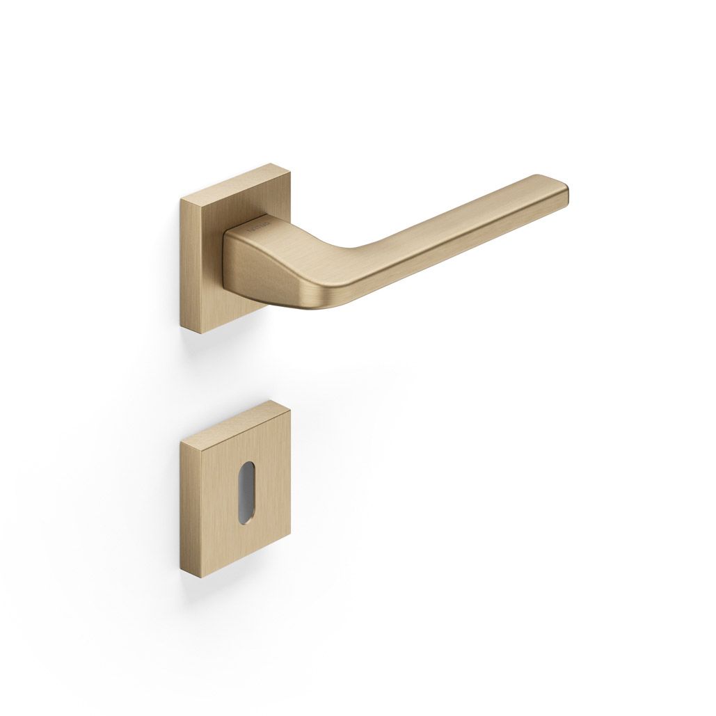 Image: Maniglia da porta H 603 Brera in prospettiva con finitura Oro satinato