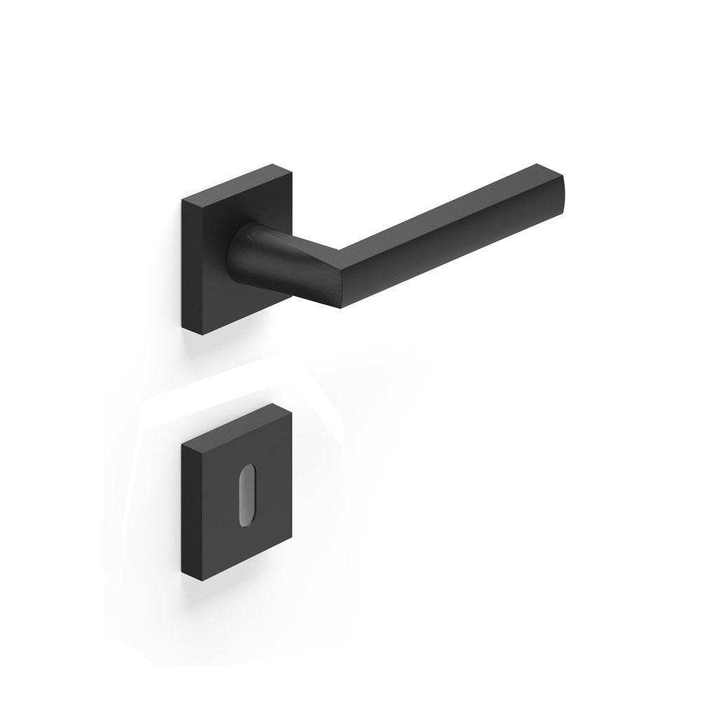 Image: Maniglia da porta H 605 Stella in prospettiva con finitura Nero opaco