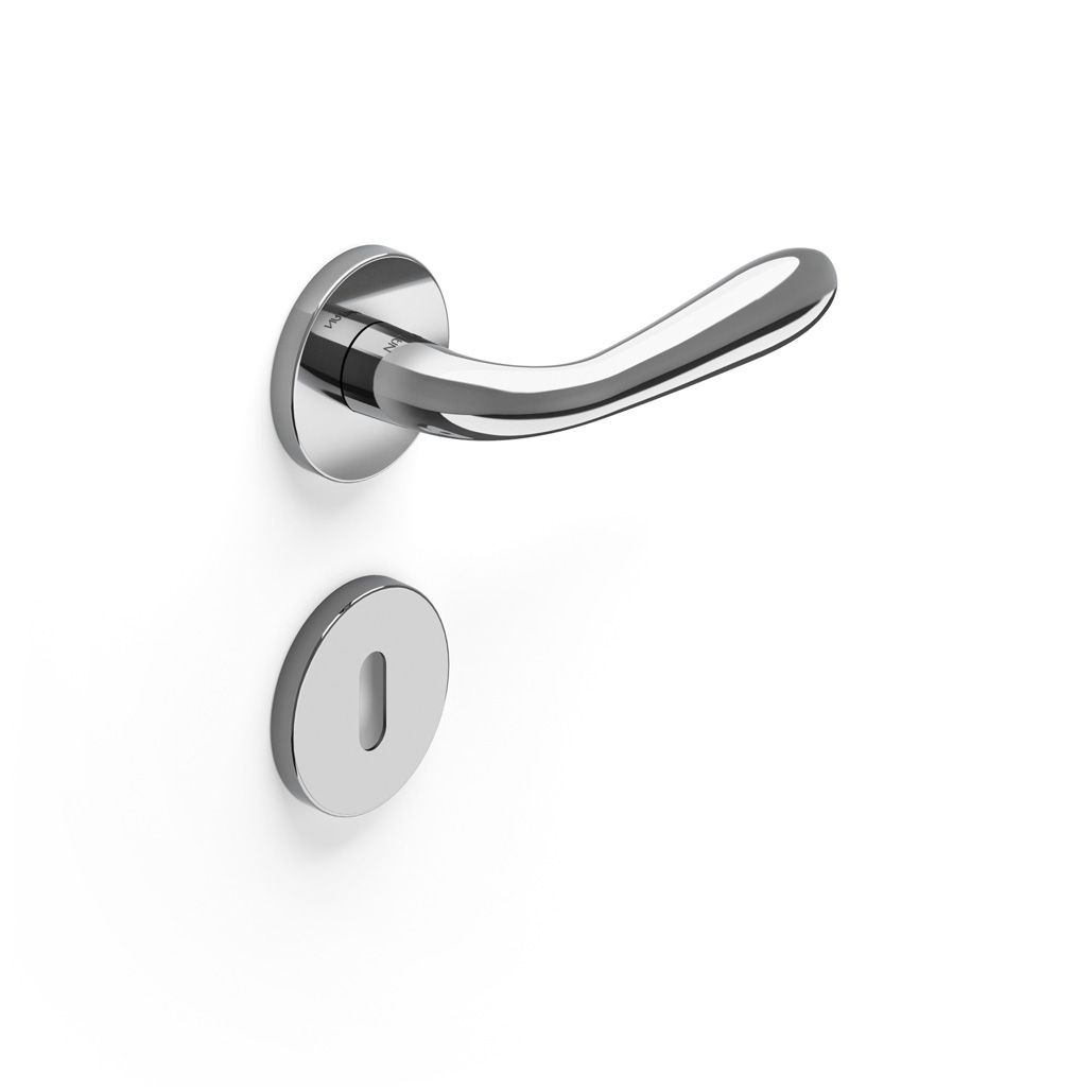 Image: Maniglia da porta H 606 Marina in prospettiva con finitura Cromo lucido