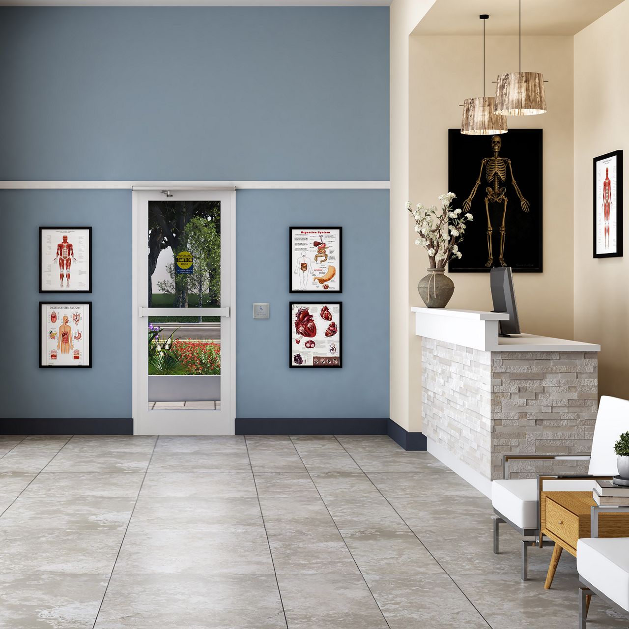 HA7 shown in clear with a push arm on an exterior glass door