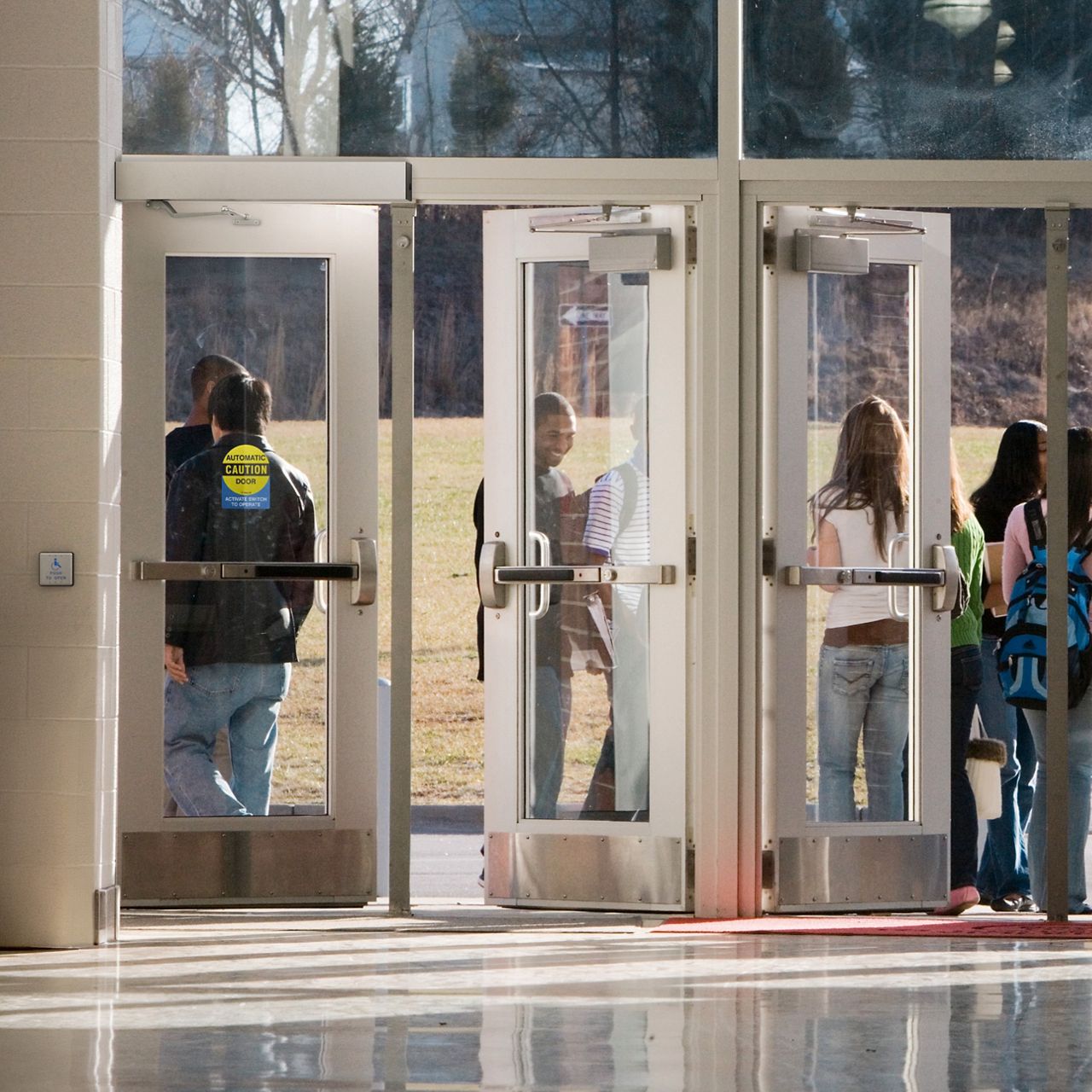 HA8 single clear push door at school