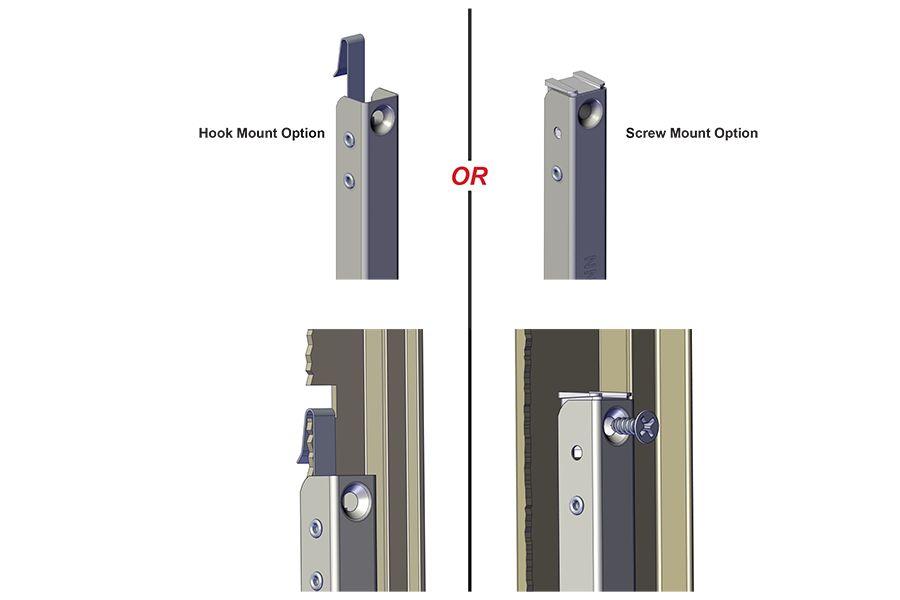 Hook or Screw mounting options