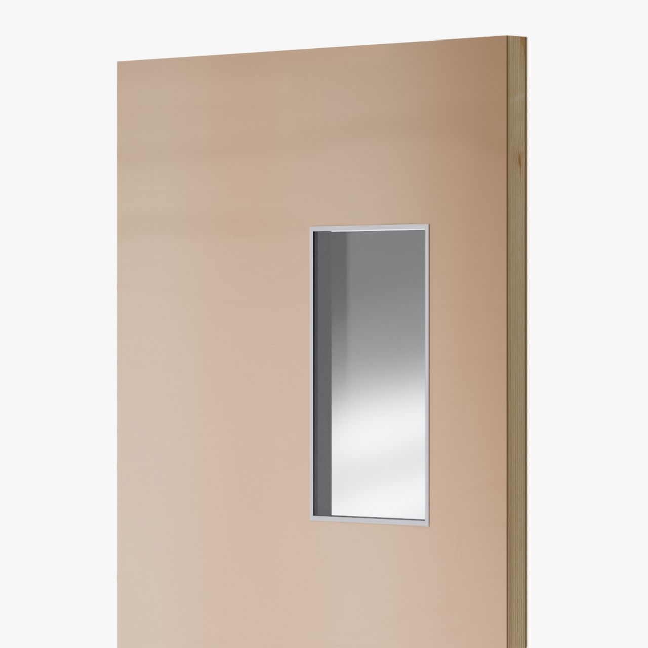 Vision window panel in door with hushed glass