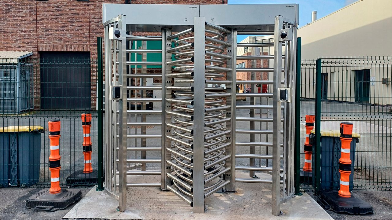 Full-height double-door turnstile from the outside