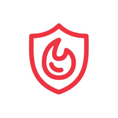 Un ícono que representa un escudo con fuego dentro.