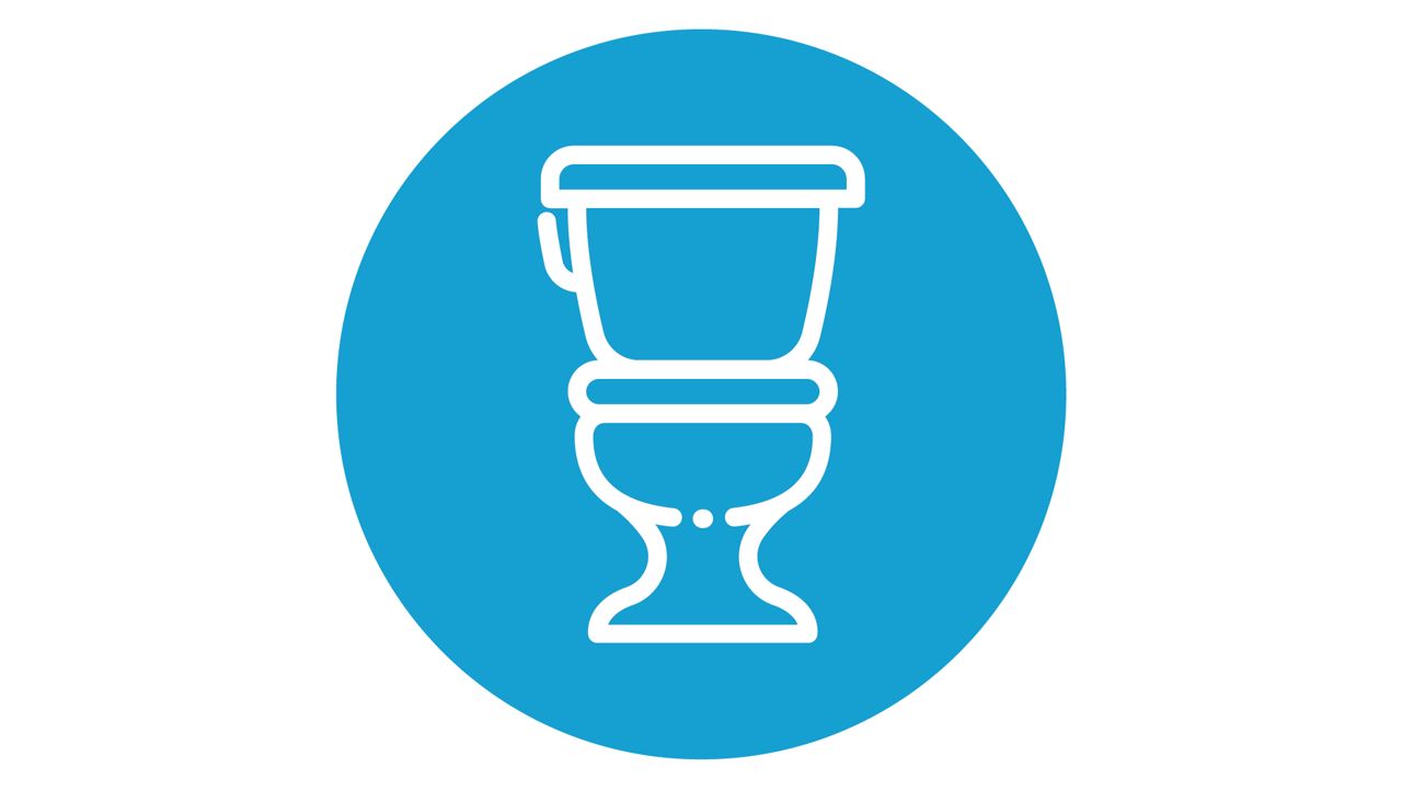 toilet in a blue circle