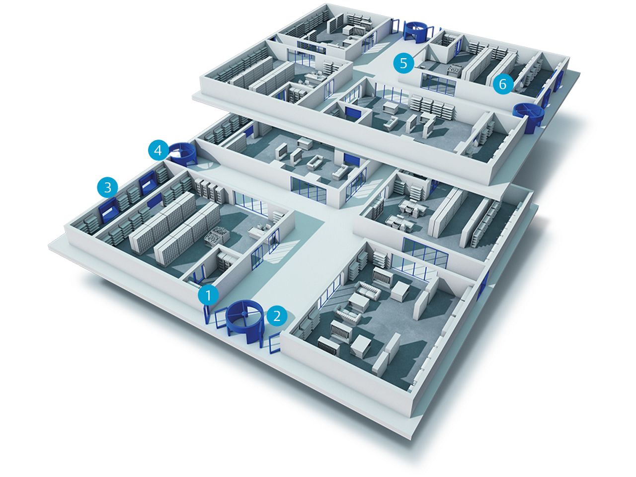 Plan du point d’accès sur un centre commercial. 