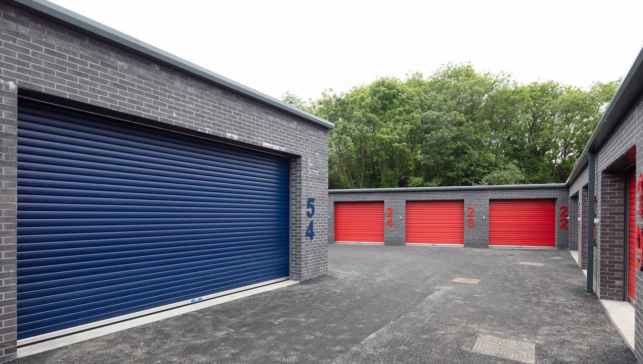 Insulated roller shutter at self storage building