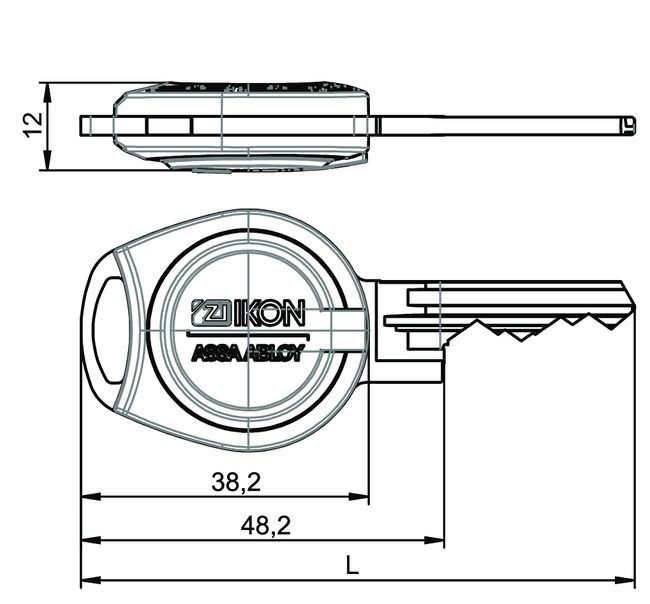 Image: Key +CLIQ S110,V=E1 technical drawing