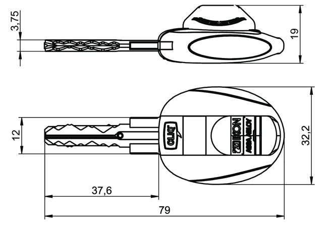 Image: Key VERSO®CLIQ V109,V=B1/B2/B3 technical drawing