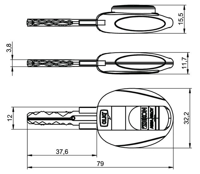 Image: Key VERSO®CLIQ V109,V=E1 technical drawing