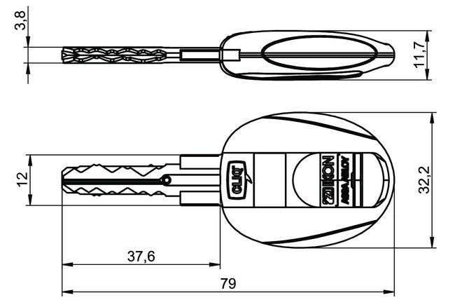 Key VERSO®CLIQ V109,V=G1 technical drawing