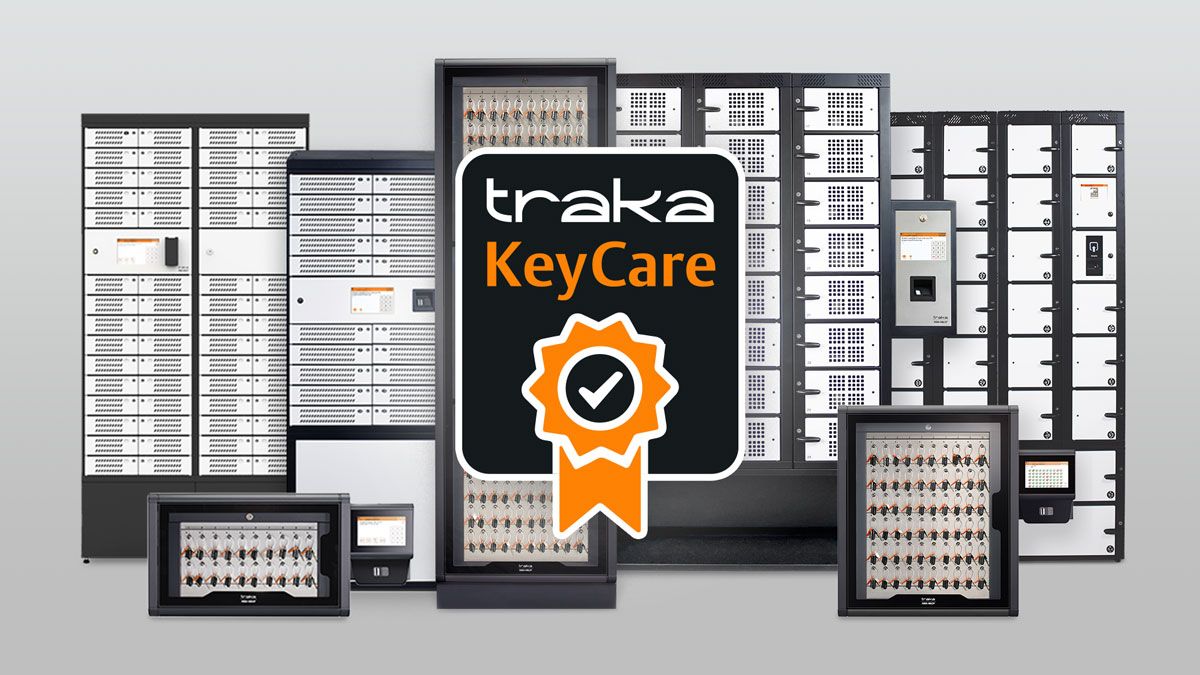 Logotipo de KeyCare y gama de productos Traka