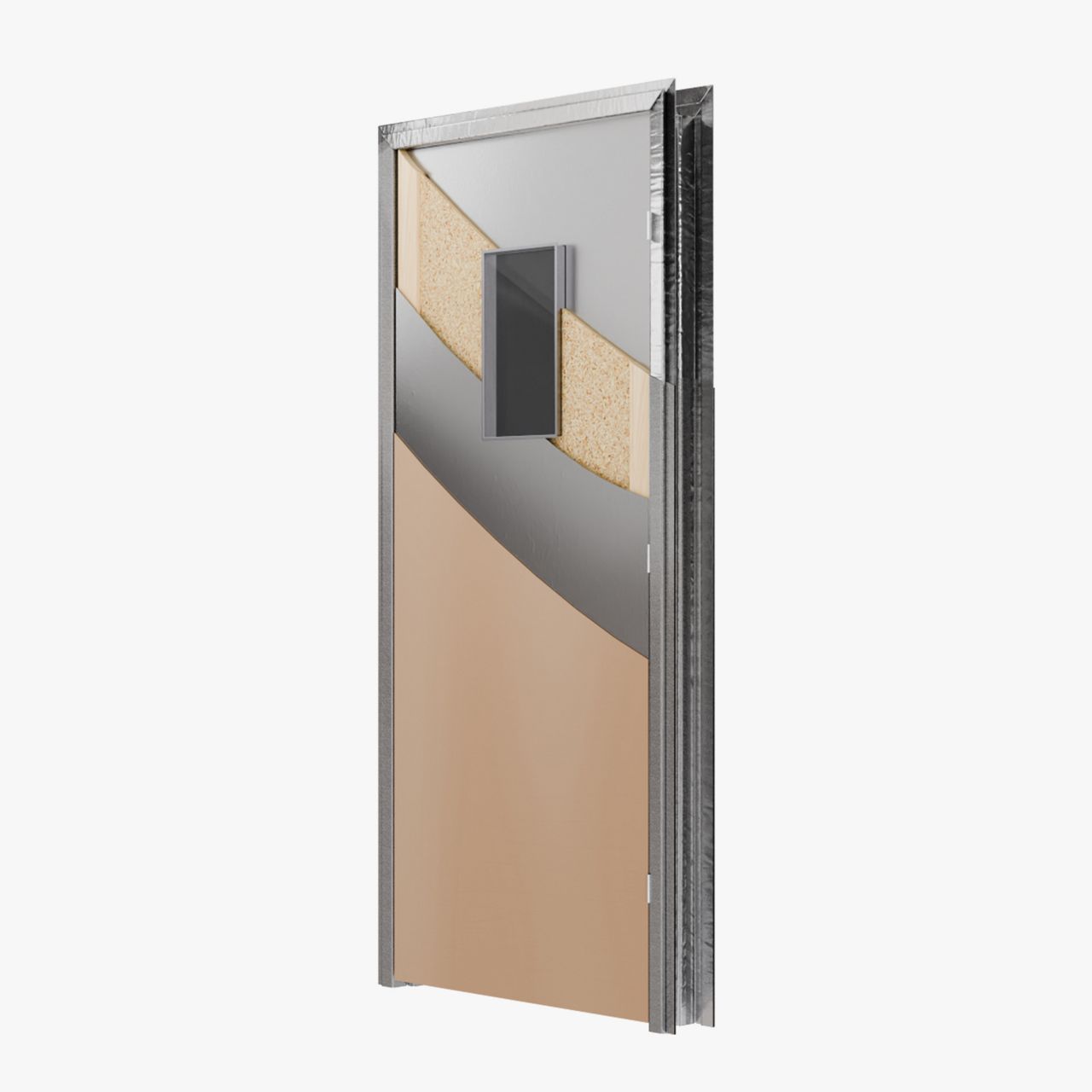 Lead lined hospital radiation door with visional panel window