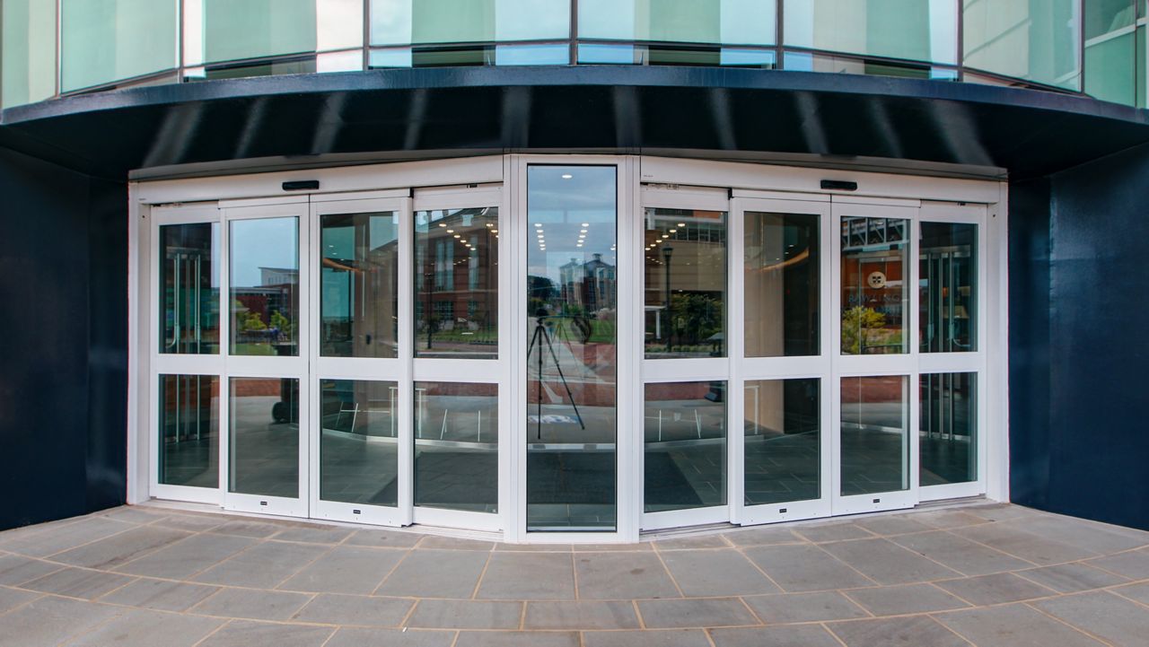 sliding door entrance at libery university