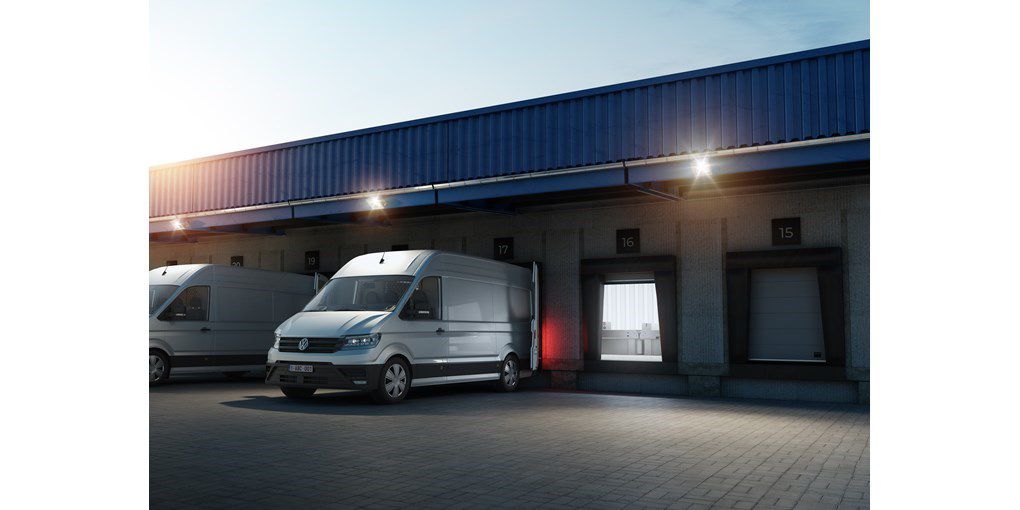 Van parked at dock leveller