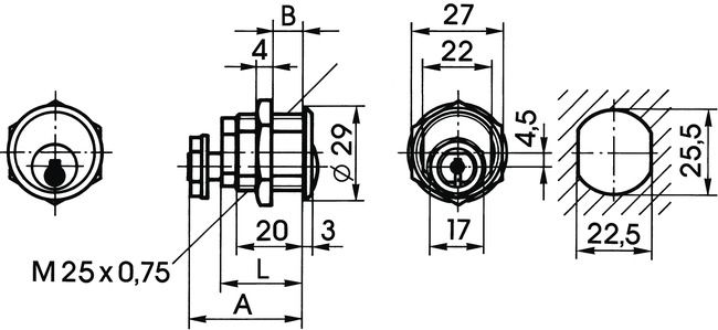 Locking lever cylinder +CLIQ .923+CLIQ technical drawing