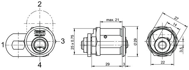 Image: Locking lever cylinder VERSO®CLIQ V923 technical drawing