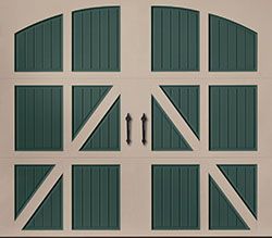lucern closed arch sandtone hunter green steel single garage door 01