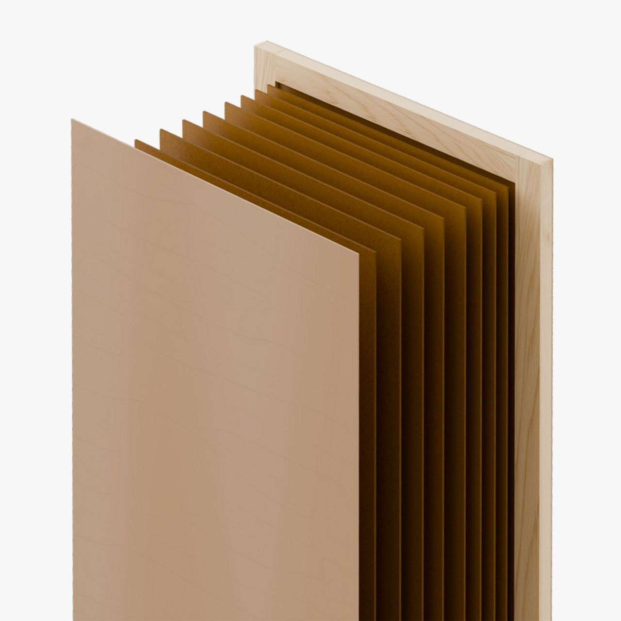Exploded view of LVL interior layers.