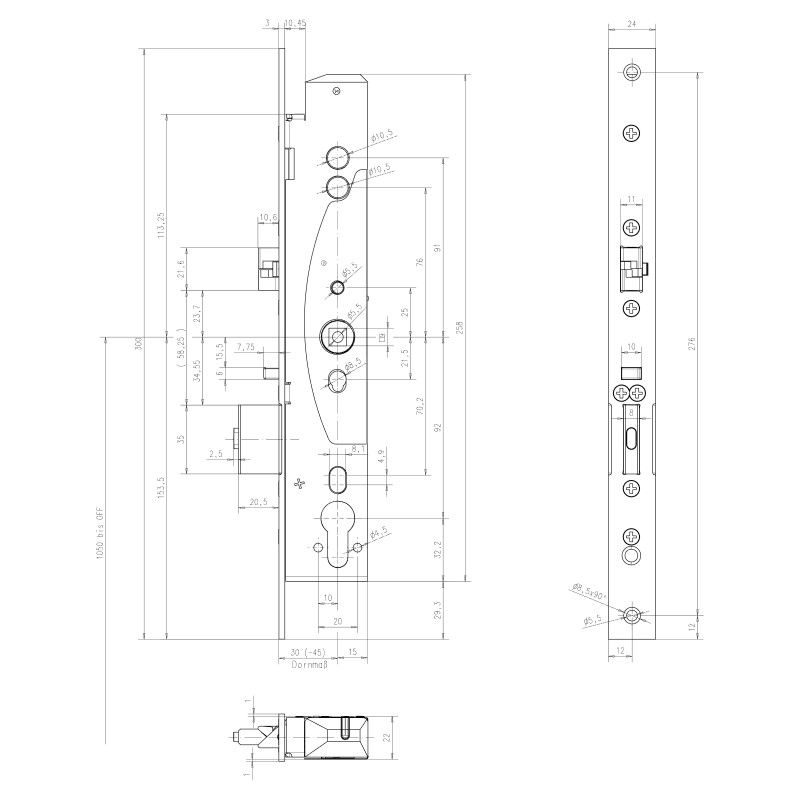 Image: MEDIATOR® Lock 609_RR technical drawing