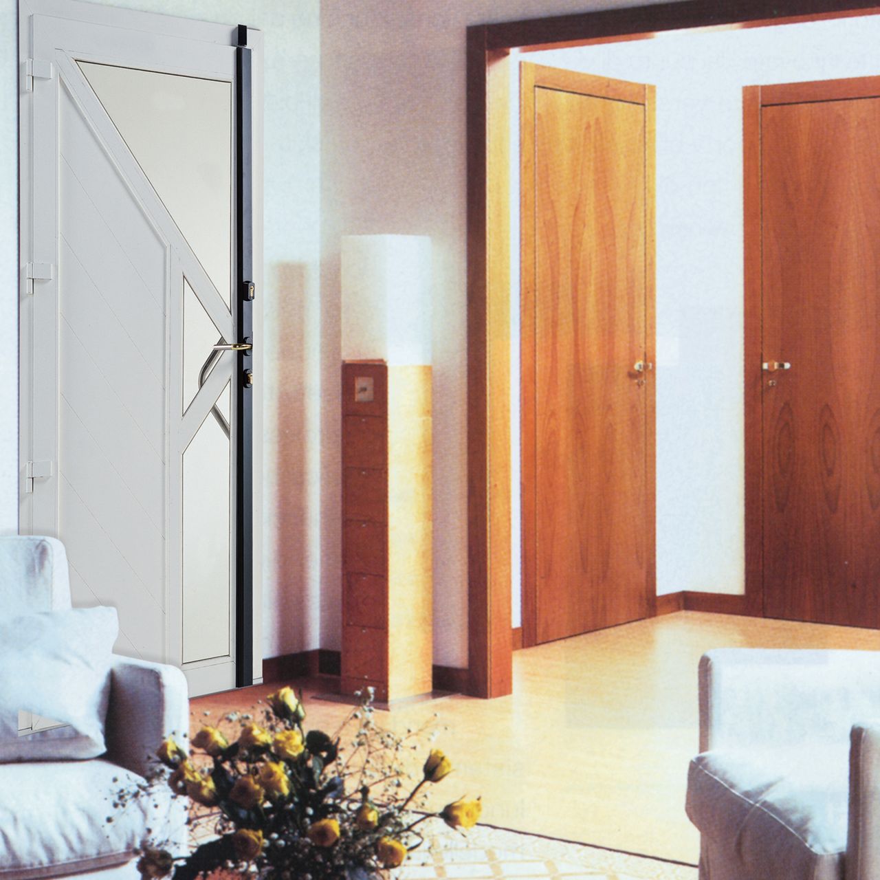 Applicazione minisbarre verticali su porte d'ingresso