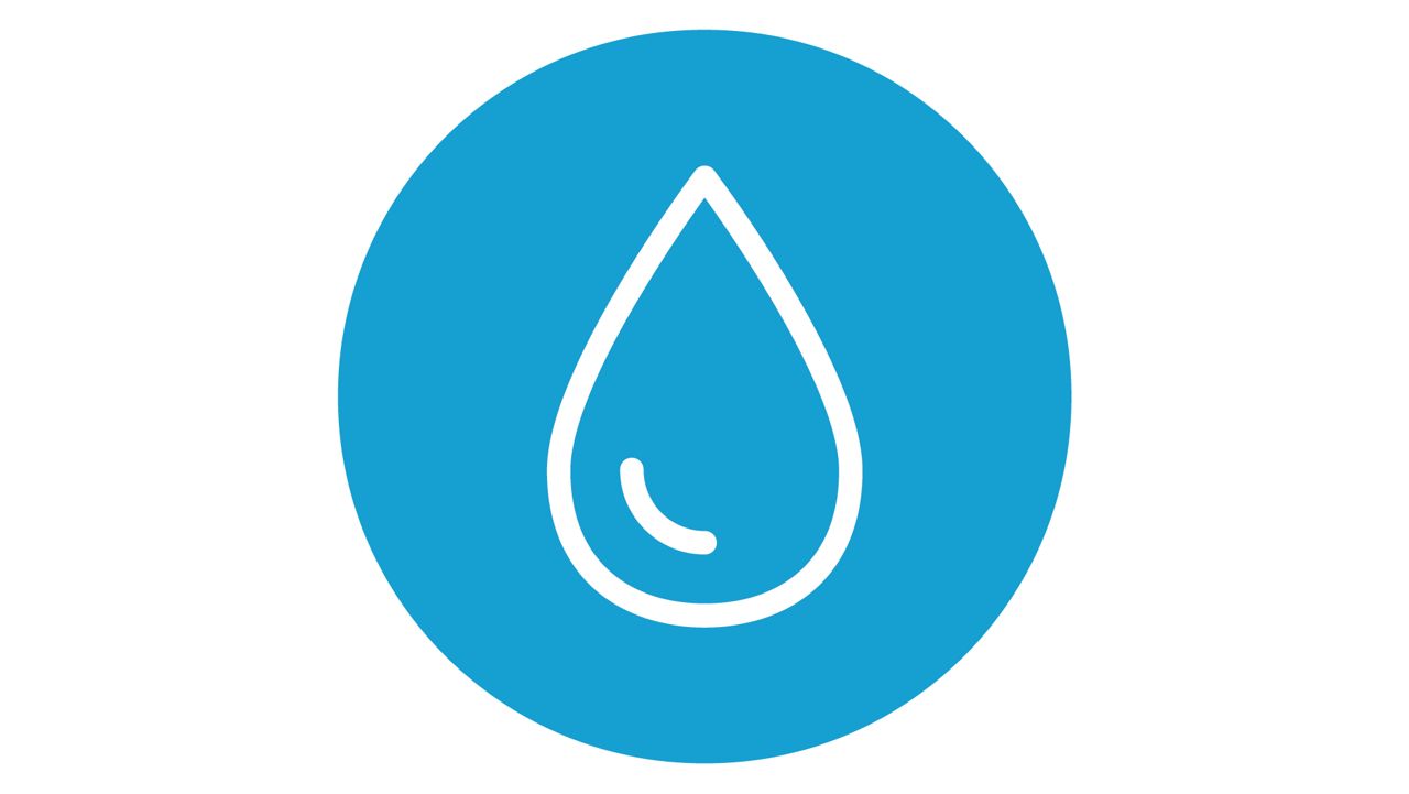 water drop in a blue circle