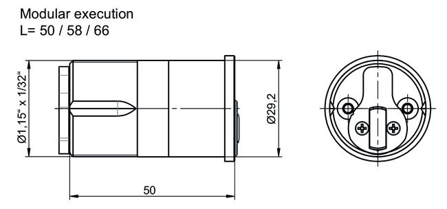 Mortise cylinder CLIQ® Go N093,SERVICE=CLIQGo technical drawing