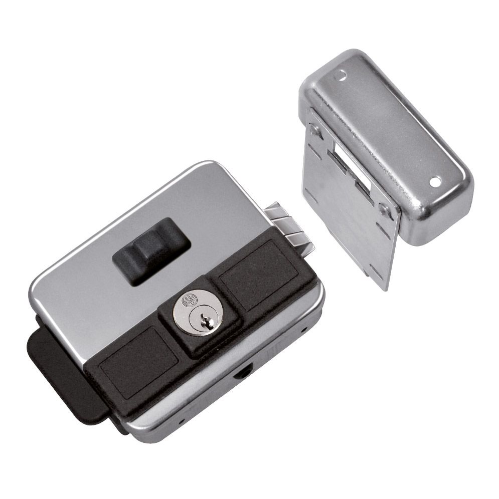 Image: MULTIPLA - Electrical rim locks for gates button and cylinder with reversed latch