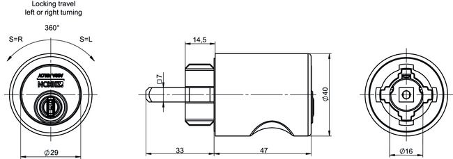 Image: Furniture lock eCLIQ N184 technical drawing