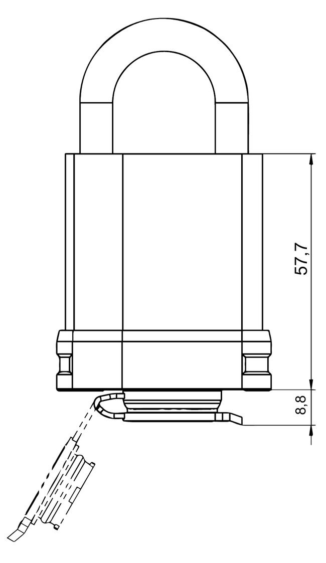 Cylinder padlock eCLIQ N316 technical drawing