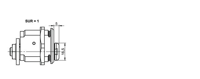 Locking lever cylinder eCLIQ N320,AUS=1 technical drawing