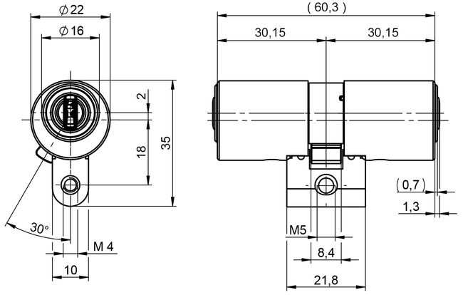 Image: CH profile double cylinder eCLIQ N488 technical drawing