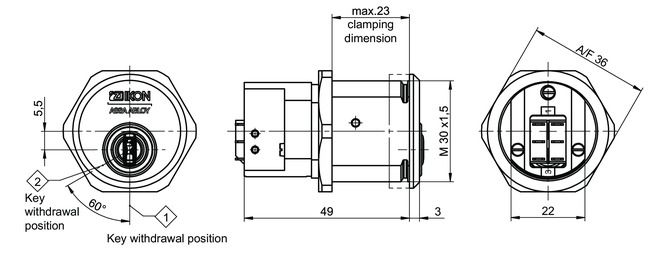 Image: Switch cylinder eCLIQ N511 technical drawing