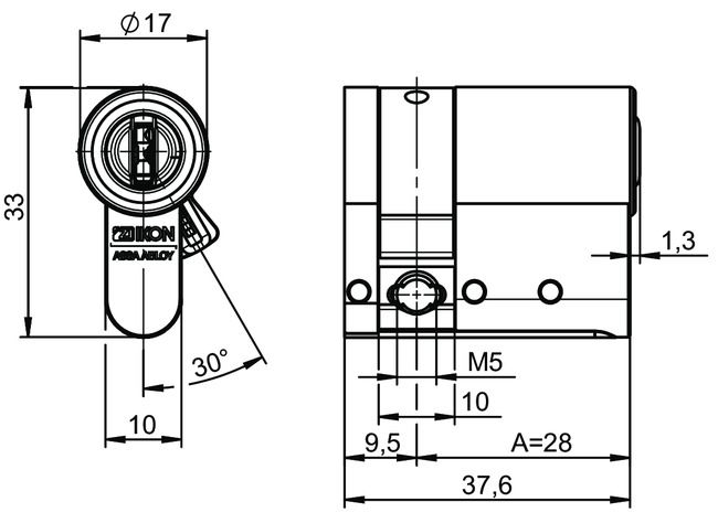 Image: Profile-half cylinder eCLIQ N532 technical drawing
