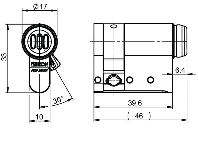 Image: Profile-half cylinder eCLIQ N532 technical drawing
